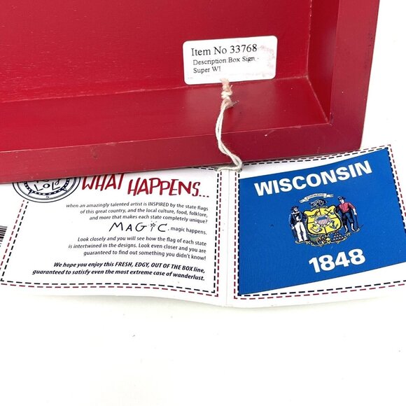Wisconsin State Favorite Place MAP Primitives by Kathy Box‎ Sign Souvenir 16X16 - Picture 5 of 5